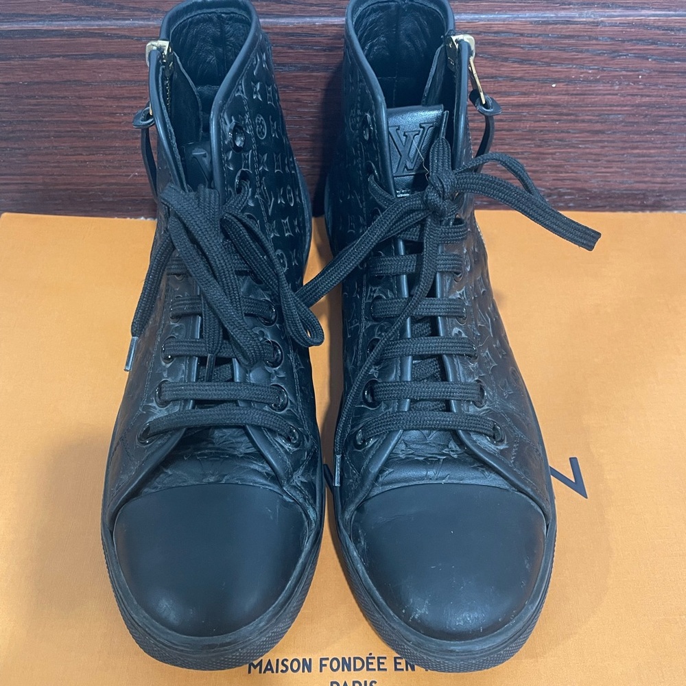 Louis Vuitton Black Monogram Empreinte Leather Punchy High Top Sneaker - US 7
